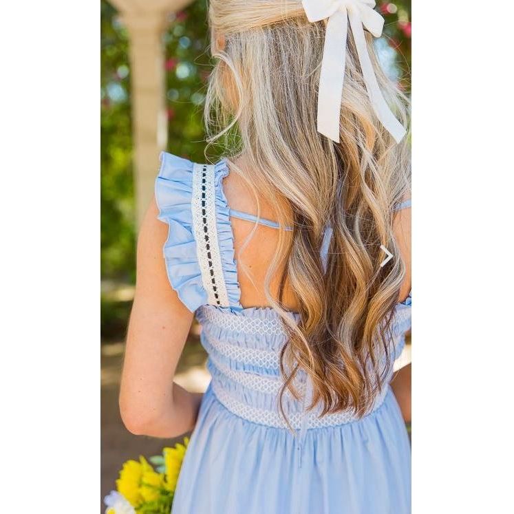 Light Blue Lena Lace Trace Midi Dress