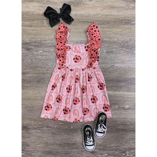 Ladybug Dream Pink Flutter Ruffle Tank Girls Dress