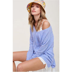 Lavender Leena Periwinkle Knit Crew Neck Sweater