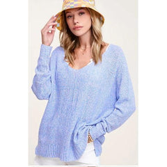 Lavender Leena Periwinkle Knit Crew Neck Sweater