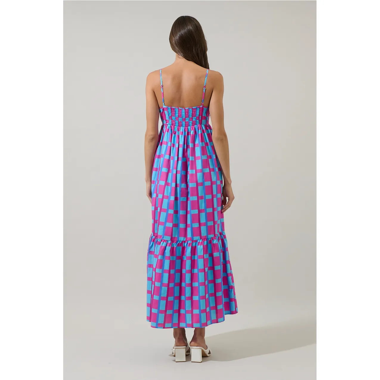 Marvy Checker Cabana Flowy Maxi Dress
