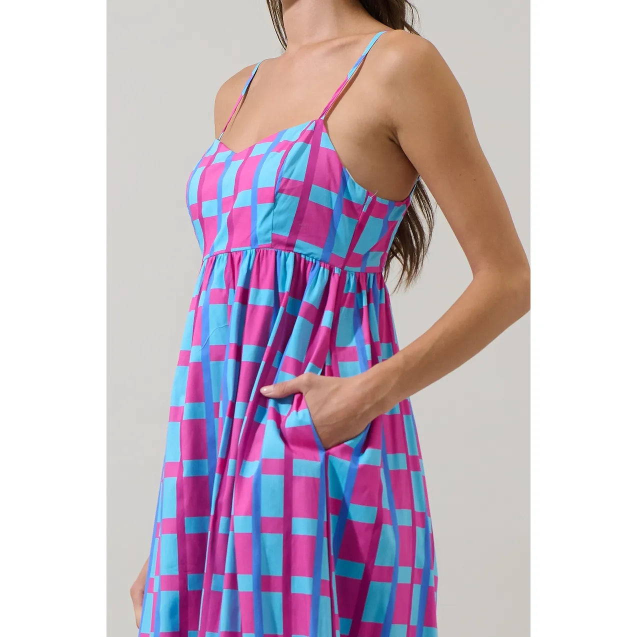 Marvy Checker Cabana Flowy Maxi Dress