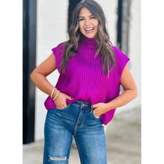 Lavender Metallic Foil Knit Sweater