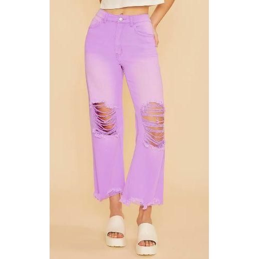 On the Pier Jeans Wide Leg Cropped Stretch Jeans-LAVENDER