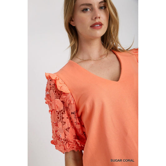 Coral Valerie Linen Boxy Top
