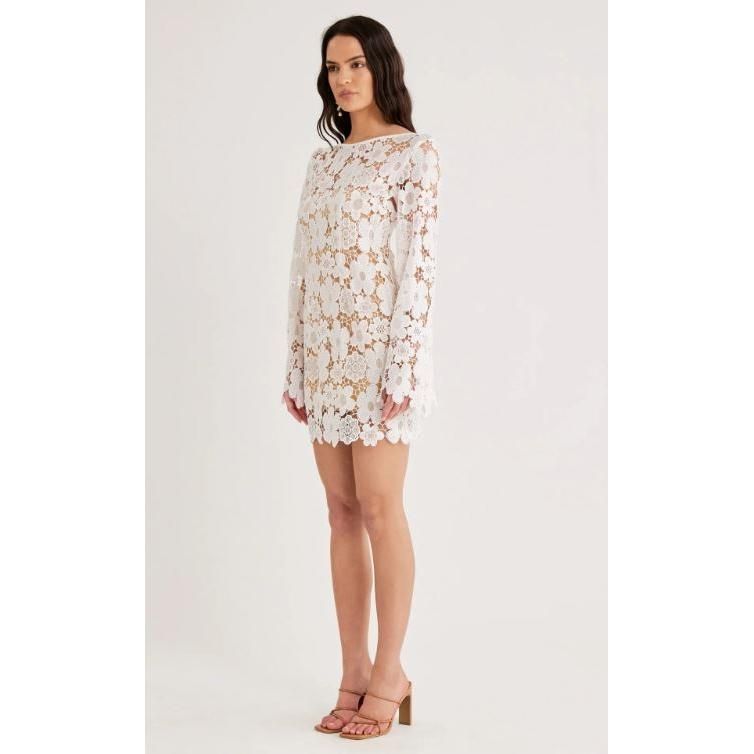 Remi Floral Long Lace Bell Sleeve Mini Dress