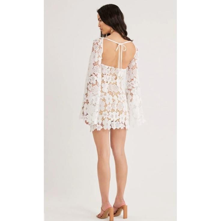 Remi Floral Long Lace Bell Sleeve Mini Dress