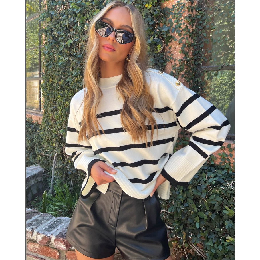 Baruch Striped Buttoned Pullover Sweater