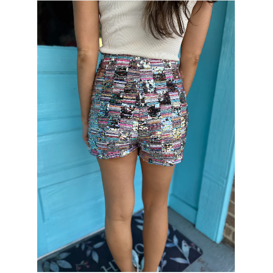 Sequin and Tweed Shorts