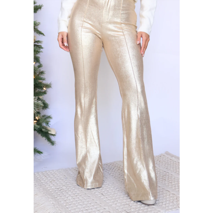 Carried Away Faux Leather Gold Pants-Shimmery Gold