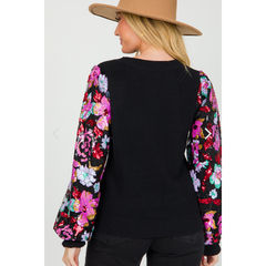 Black Fiona Glitter Sleeve Sweater
