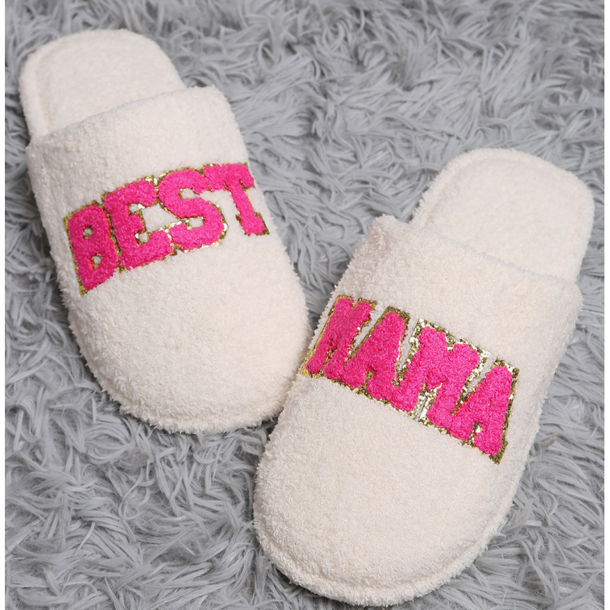 Best Mama Chenille Patched Slippers