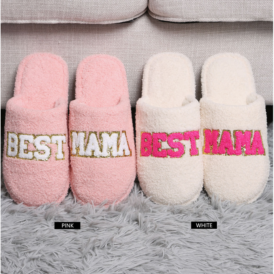 Best Mama Chenille Patched Slippers