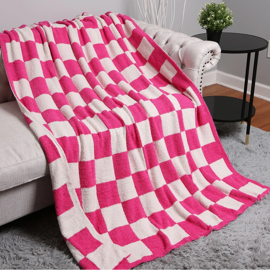 Reversible Checkerboard Patterned Throw Blanket