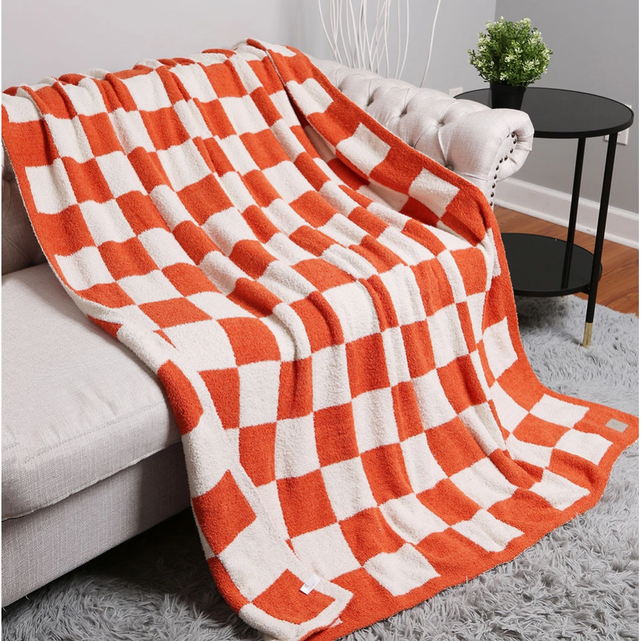 Reversible Checkerboard Patterned Throw Blanket