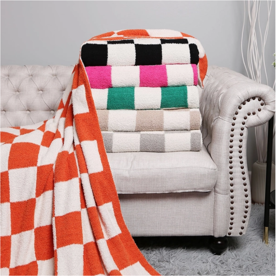 Reversible Checkerboard Patterned Throw Blanket