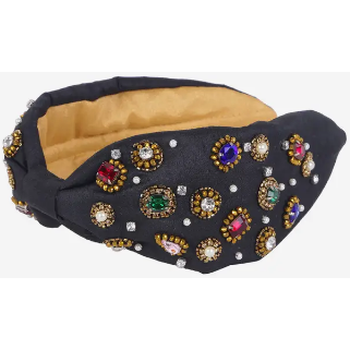 Knotted Bejeweled Stone Headband