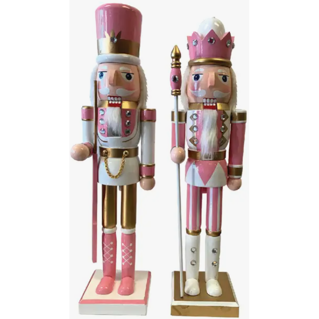 Santa's Workshop 14" Pink & Gold Nutcracker Set