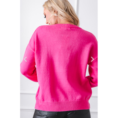 Lavender Rhinestone Sweater-Fuchsia