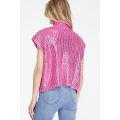 White Smoke Metallic Foil Sweater, CANDY PINK