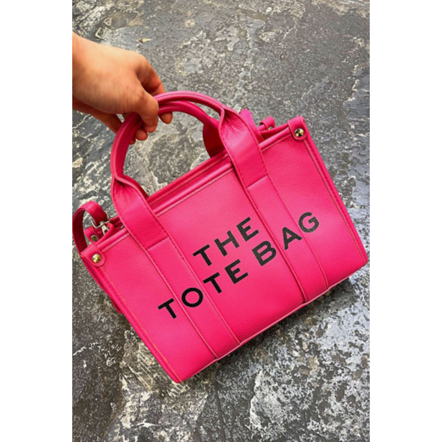 The Tote Bag Leather Crossbody Bag, FUCHSIA