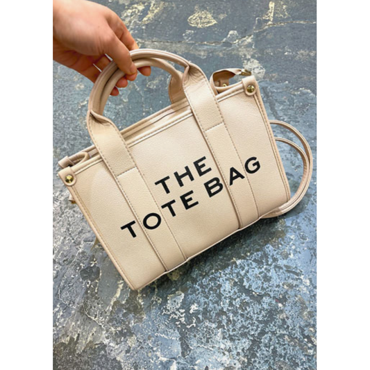 The Tote Bag Leather Crossbody Bag, BEIGE