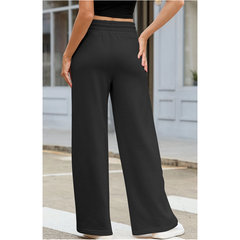 Dark Slate Gray Terry Knit Drawstring Wide Leg Sweats