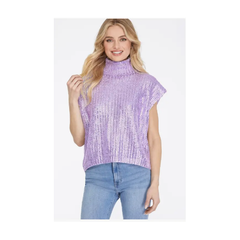 White Smoke Lilac Metallic Foiled Sweater
