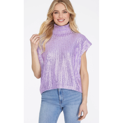 White Smoke Lilac Metallic Foiled Sweater