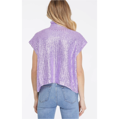 White Smoke Lilac Metallic Foiled Sweater