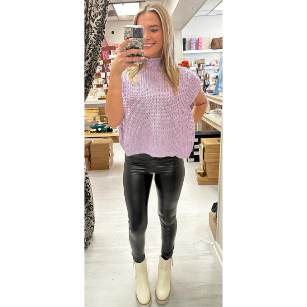 Antique White Lilac Metallic Foiled Sweater