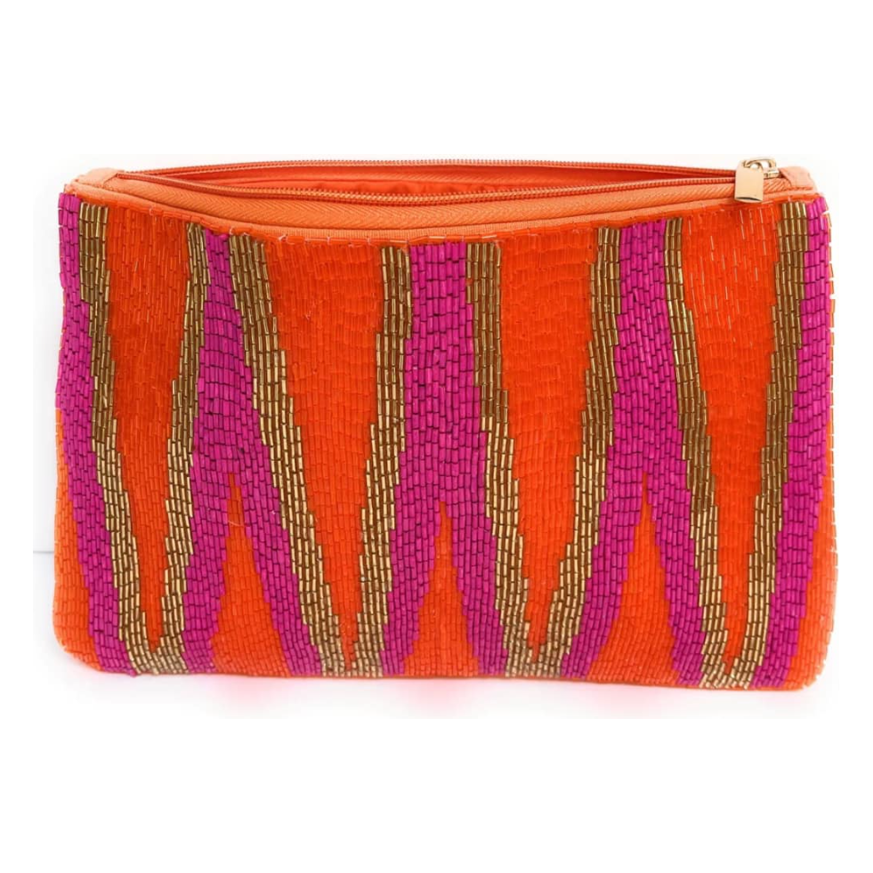 Orange, Pink & Gold Beaded Clutch