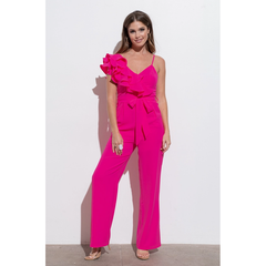 Lavender Stassi One Shoulder Ruffle Jumpsuit