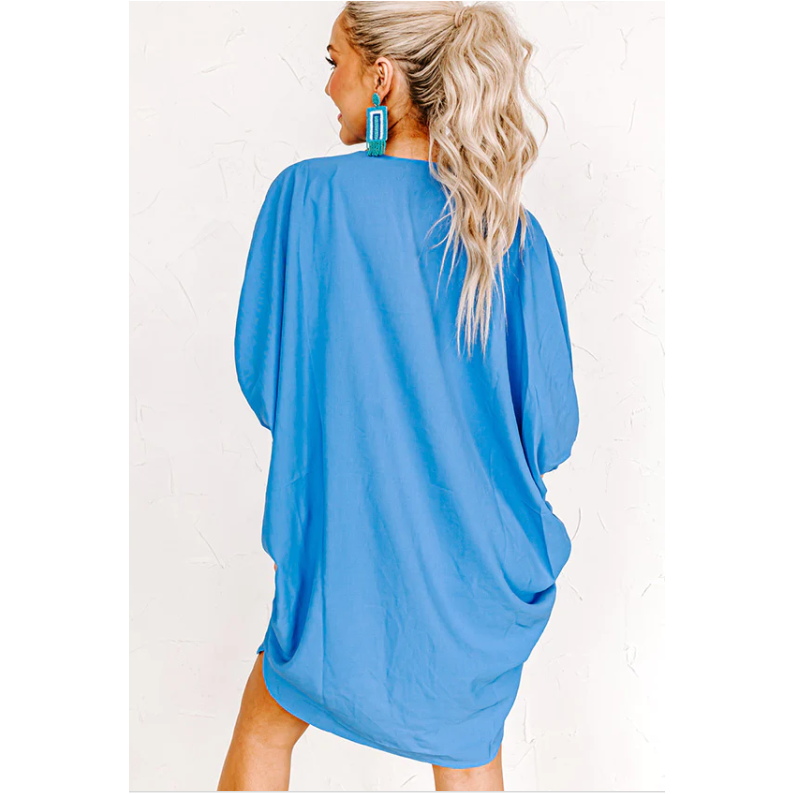 Take The Train Shift Dress- OCEAN BLUE