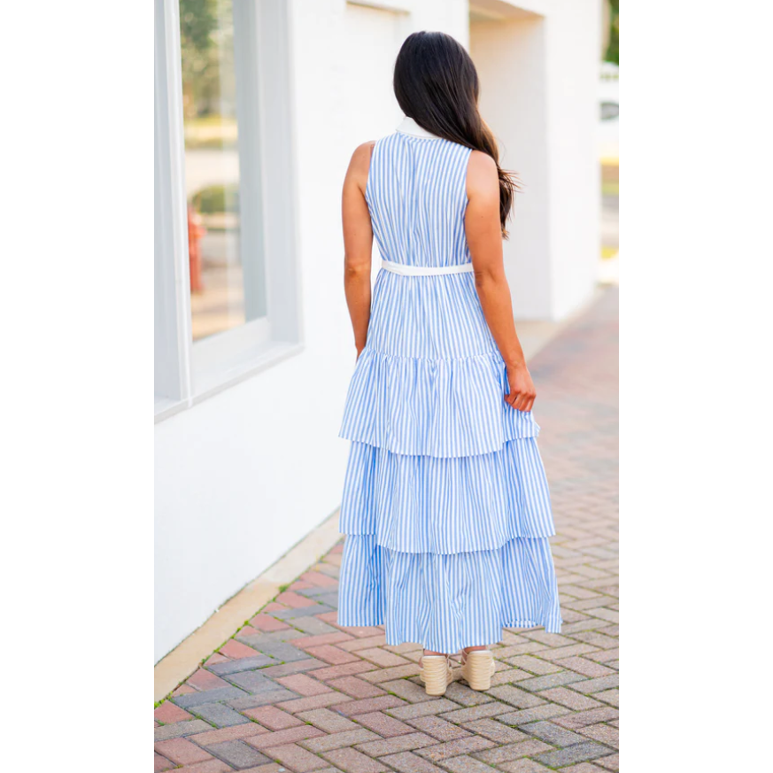 eliza j tiered tassel fringe cotton maxi dress Floral Eliza J Floral Detail A-line Dress In Blue ModeSens tumble dry Imported Womens Clothing Halter Tie Striped Maxi Eliza