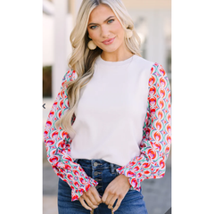 Lavender All In Time Cream White Abstract Sweater