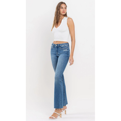 Lavender VERVET Mid Rise Raw Hem Ankle Bootcut Jean