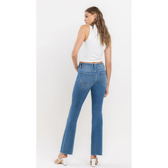 Lavender VERVET Mid Rise Raw Hem Ankle Bootcut Jean
