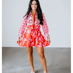 Light Gray Never A Dull Moment Mixed Print Dress