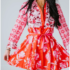 Light Gray Never A Dull Moment Mixed Print Dress