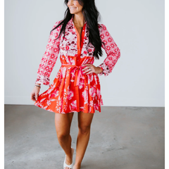 Light Gray Never A Dull Moment Mixed Print Dress