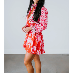 Light Gray Never A Dull Moment Mixed Print Dress