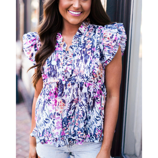 THML Fiora Floral Print Top