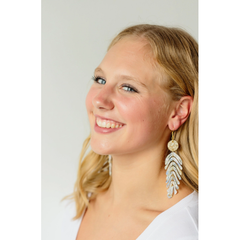 Light Gray Resin Gold/Pearl Multi Palm Earrings