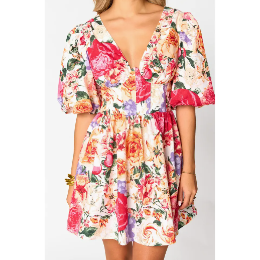 Bonnie Puff Sleeve Love Story Mini Dress