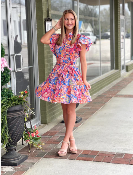 Made You Look Hot Pink Floral Dress