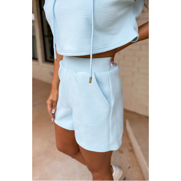 Take Me To The Sun Textured Cropped Hoodie And Shorts Set