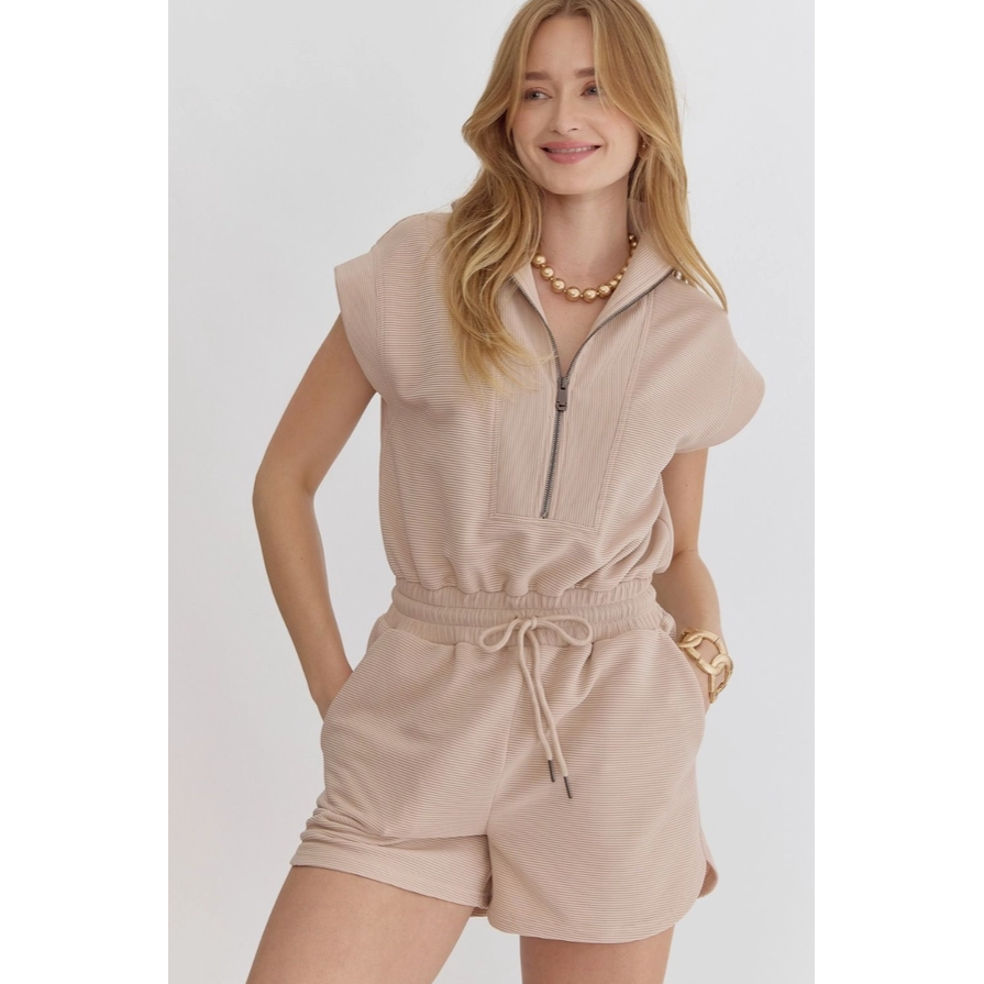 Perfect Day Quilted Collared Romper