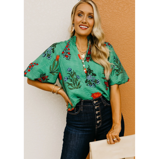 Sylvania Puff Sleeve Floral Blouse