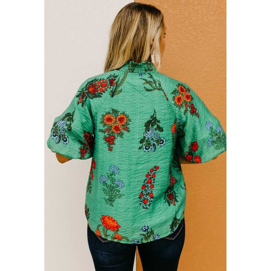 Sylvania Puff Sleeve Floral Blouse